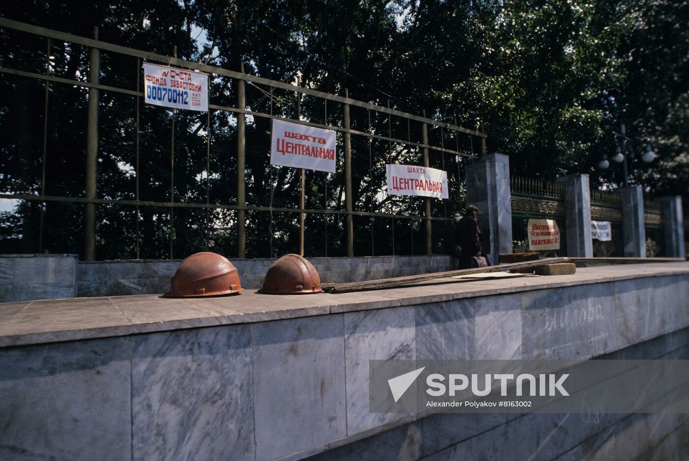 Coal miners on strike in Prokopyevsk