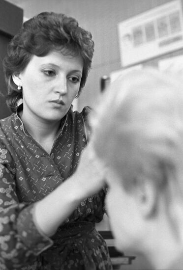 Prospective member of Soviet national team, due to take part in competition of hairdressers and cosmetologists