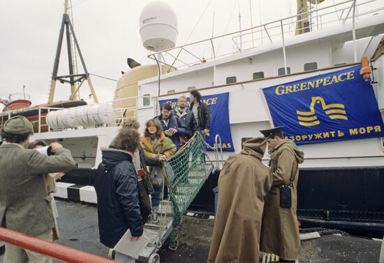 Greenpeace ship at Arkhangelsk port