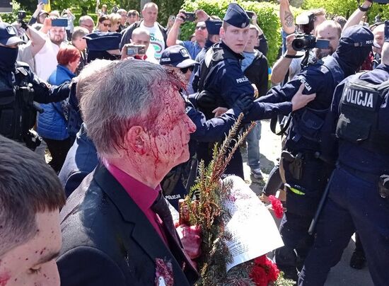 Poland Russia Ambassador Paint Attack