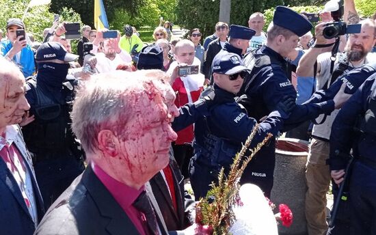 Poland Russia Ambassador Paint Attack