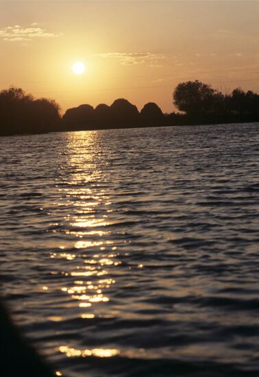 Sunset over Volga River