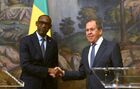 Russian Foreign Minister Sergey Lavrov, right, and Mali's Foreign Minister Abdoulaye Diop shake hands during a joint news conference following their meeting in Moscow, Russia. Location: Russia, Moscow. Author: Ilya Pitalev/Sputnik. Russia Mali