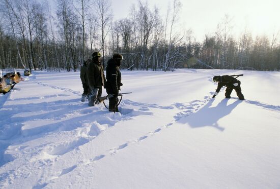 Hunting in taiga