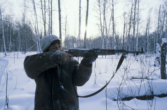 Hunting in taiga