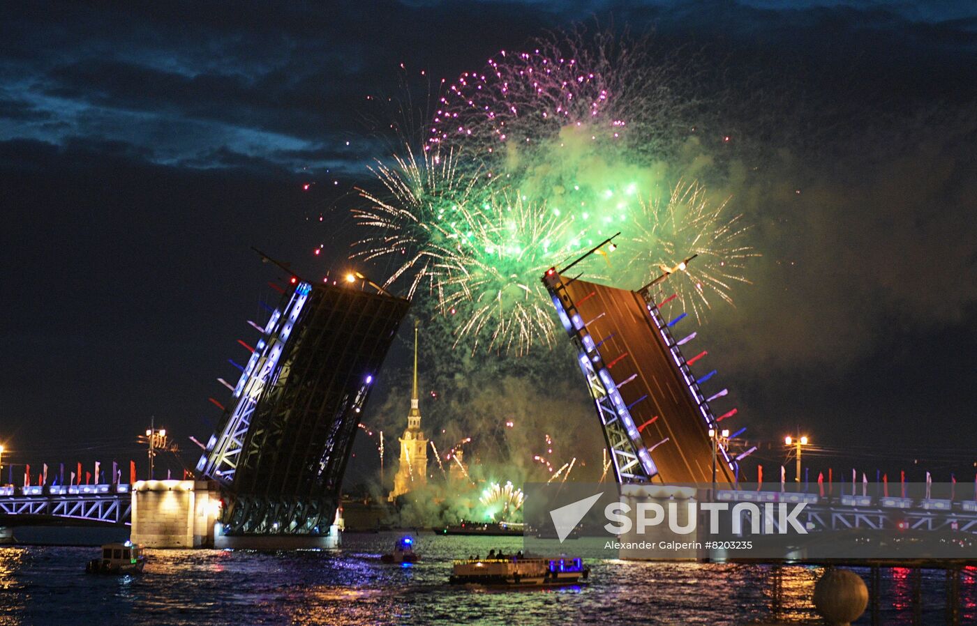 Russia St. Petersburg City Day Fireworks
