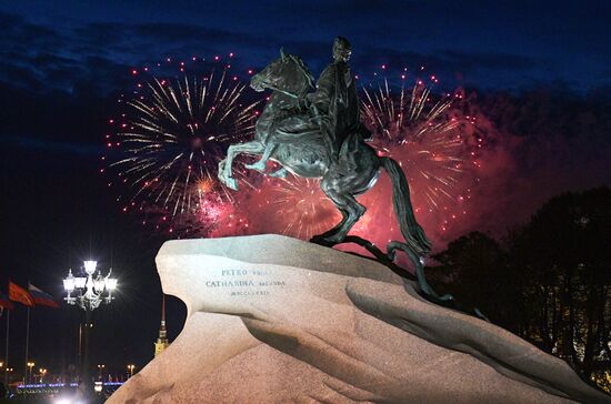Russia St. Petersburg City Day Fireworks