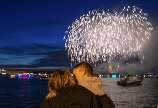 Russia St. Petersburg City Day Fireworks