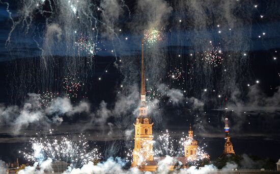 Russia St. Petersburg City Day Fireworks