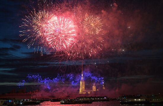 Russia St. Petersburg City Day Fireworks