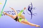 Russia's Lala Kramarenko performs with the ribbon during the 1st UAE International Gymnastika Cup rhythmic gymnastics event in Dubai, United Arab Emirates. Location: United Arab Emirates, Dubai. Author: Vladimir Astapkovich/Sputnik. UAE Rhythmic Gymnastics International Cup