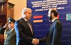 Armenian Foreign Minister Ararat Mirzoyan, right, shakes hands with CSTO Secretary General Stanislav Zas before the Collective Security Treaty Organization (CSTO) Foreign Ministers Council, in Yerevan, Armenia. Location: Armenia, Yerevan. Author: Asatur Yesayants/Sputnik/РИА Новости. Armenia CSTO Foreign Ministers Council