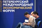 People are seen at the accreditation centre ahead of the St. Petersburg International Economic Forum (SPIEF) in Saint Petersburg, Russia. The 25th SPIEF will be held in the Russian northern capital St. Petersburg from June 15-18. Location: Russia, St. Petersburg. Author: Maksim Bogodvid/Sputnik. Russia SPIEF Preparations