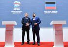 Deputy Secretary of the General Council and head of the Central Executive Committee of the United Russia party, Alexander Sidyakin and head of the Donetsk People's Republic (DPR), Denis Pushilin attend a signing ceremony of a cooperation agreement between the United Russia party, and Donetsk and Luhansk People's Republics during the 25th St. Petersburg International Economic Forum (SPIEF) in St. Petersburg, Russia. Location: Russia, St. Petersburg. Author: Maksim Bogodvid/Sputnik. Russia SPIEF Signing Ceremonies
