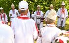 Mari people take part in the annual Agavairem celebration to mark the end of the sowing season in the Pine Grove of Yoshkar-Ola, El Mari Republic, Russia. On that day Mari pray for a plentiful harvest to the Great God Yumo who is being revered as Agavairem, which means both deity of creative energy and the feast marking the end of spring sowing works. Location: Russia, Republic of Mari El, Ioshkar-Ola. Author: Alexey Filippov/Sputnik. Russia Traditional Mari Celebration