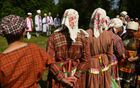 Mari people take part in the annual Agavairem celebration to mark the end of the sowing season in the Pine Grove of Yoshkar-Ola, El Mari Republic, Russia. On that day Mari pray for a plentiful harvest to the Great God Yumo who is being revered as Agavairem, which means both deity of creative energy and the feast marking the end of spring sowing works. Location: Russia, Republic of Mari El, Ioshkar-Ola. Author: Alexey Filippov/Sputnik. Russia Traditional Mari Celebration