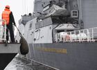 A crew member holds the mooring rope as the Russian Navy corvette Gromkiy berths upon its return from a regular exercise in the Pacific Ocean in the port of Vladivostok, Russia. The exercise of Russia's Pacific Fleet involving over 40 warships and support vessels, as well as up to 20 aircraft, were held from June 3 to June 10, 2022. Location: Russia, Vladivostok. Author: Vitaliy Ankov/Sputnik. Russia Navy Pacific Fleet