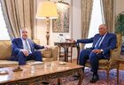 In this handout photo released by the Russian Foreign Ministry, Russian Foreign Minister Sergey Lavrov, left, and Egyptian Foreign Minister Sameh Hassan Shoukry Selim are seen during a meeting in Cairo, Egypt. Editorial use only, no archive, no commercial use. Location: Egypt, Cairo. Egypt Russia