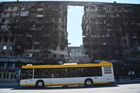 A passenger bus stops at a public transport station, in Mariupol, Donetsk People's Republic. Location: Donetsk People's Republic, Mariupol. Author: RIA Novosti. DPR Russia Ukraine Military Operation Transport