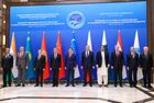In this handout photo released by the Russian Foreign Ministry, Foreign Ministers Subrahmanyam Jaishankar of India, Mukhtar Tileuberdi of Kazakhstan, Zheenbek Kulubaev of Kyrgyzstan, Wang Yi of China, Uzbek Acting Foreign Minister Vladimir Norov, Sergey Lavrov of Russia, Bilawal Bhutto-Zardari of Pakistan, Sirojiddin Aslov of Tajikistan and SCO Secretary-General Zhang Ming attend a family photo session before a meeting of the Shanghai Cooperation Organization (SCO) Council of Foreign Ministers in Tashkent, Uzbekistan. Editorial use only, no archive, no commercial use. Location: Tashkent. Uzbekistan SCO Foreign Ministers Council