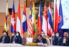 In this handout photo released by the Russian Foreign Ministry, Cambodian Prime Minister Hun Sen attends the 12th East Asia Summit Foreign Ministers' Meeting during the 55th Association of Southeast Asian Nations (ASEAN) ministerial meeting in Phnom Penh, Cambodia. Editorial use only, no archive, no commercial use. Location: Cambodia. Cambodia Russia