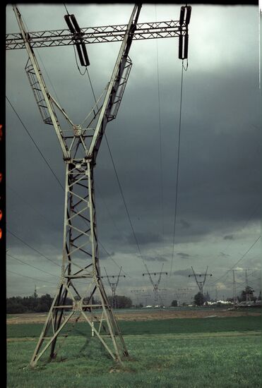 Power line on outskirts of Moscow