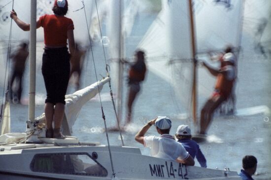 Windsurfing competition at Pirogovskoye Reservoir