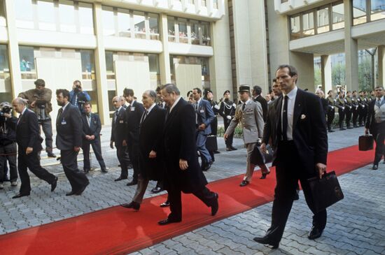 French President Francois Mitterrand visits Lithuania