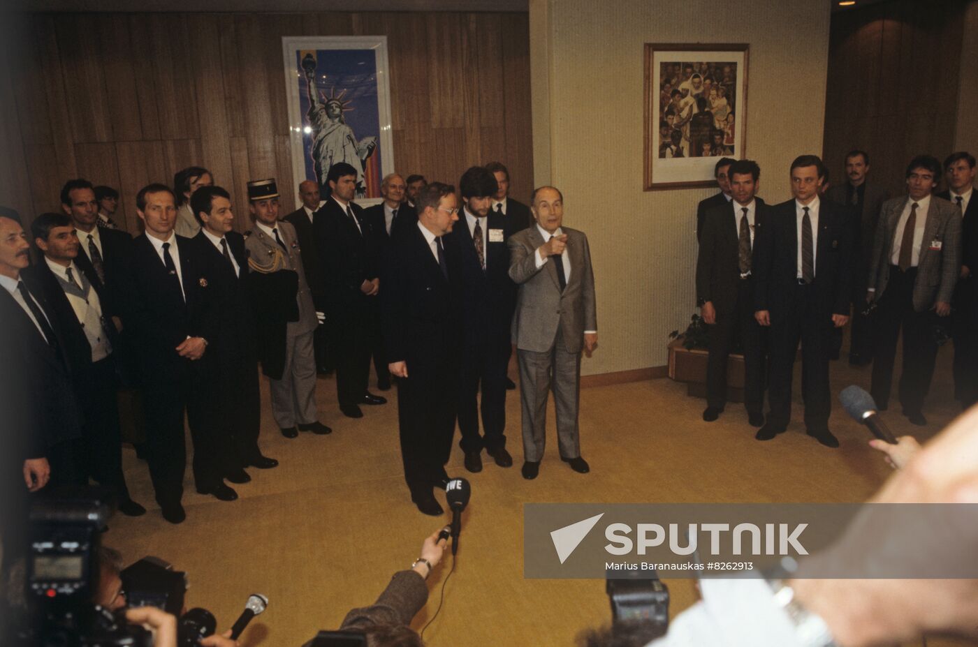 French President Francois Mitterrand visits Lithuania