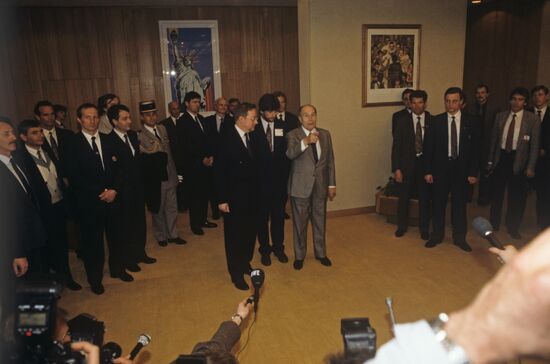 French President Francois Mitterrand visits Lithuania