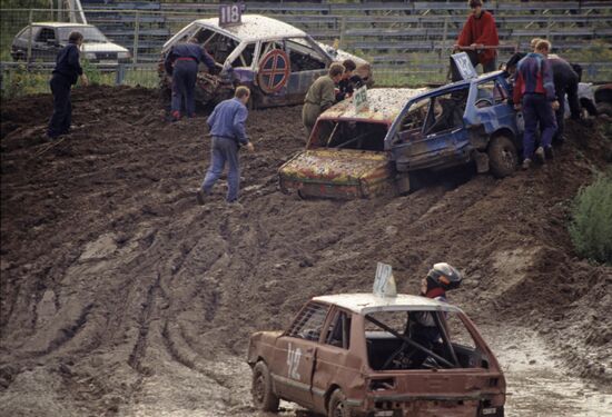 Smash-up derby race in Krylatskoye District