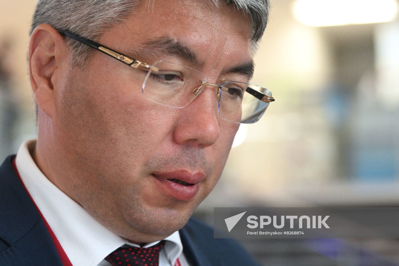 Head of the Republic of Buryatia Alexey Tsydenov attends the 2022 Eastern Economic Forum (EEF) in Vladivostok, Russia. Location: Russia, Primorsky krai region, Vladivostok. Author: Pavel Bednyakov/Sputnik. Russia EEF Sidelines