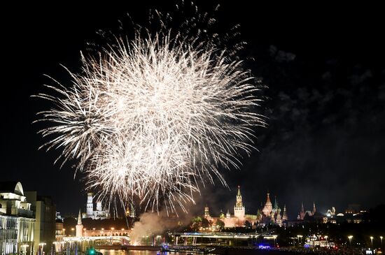 Russia Moscow City Day Fireworks