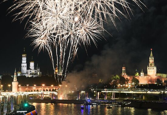 Russia Moscow City Day Fireworks