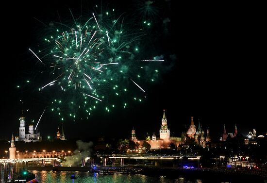 Russia Moscow City Day Fireworks