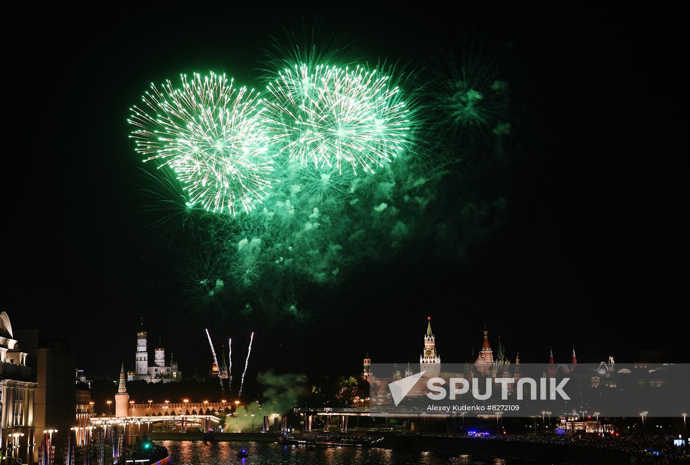 Russia Moscow City Day Fireworks