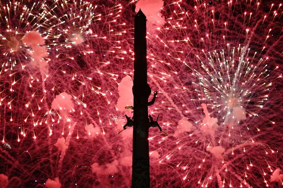Russia Moscow City Day Fireworks