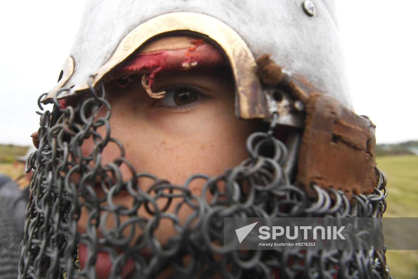 A reenactor wearing historical costume takes part in a festival marking 642d Anniversary of Kulikovo Field battle, in the village of Monastyrschino, Tula region, Russia. Battle of Kulikovo occurred in 1380 between the Golden Horde forces and the various armies led by Prince Dmitri of Moscow. Location: Russia, Tula region. Author: Alexey Kudenko/Sputnik. Russia Kulikovo Field Battle Anniversary