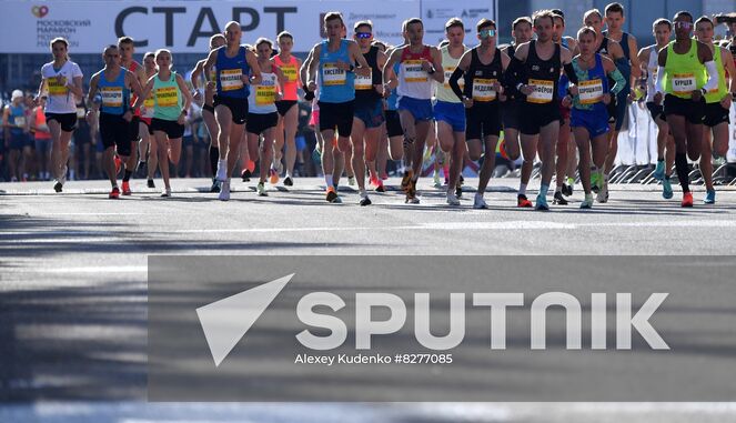 Runners make their way during the Moscow marathon, in Moscow, Russia. Location: Russia, Moscow. Author: Alexey Kudenko/Sputnik. Russia Moscow Marathon