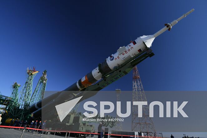 The Soyuz-2.1a rocket booster with the Soyuz MS-22 K. Tsiolkovsky spacecraft is erected to a launch pad ahead of its upcoming launch scheduled for September 21, at the Baikonur Cosmodrome, Kazakhstan. Location: Kazakhstan, Baikonur. Author: Maksim Blinov/Sputnik. Kazakhstan Russia Space