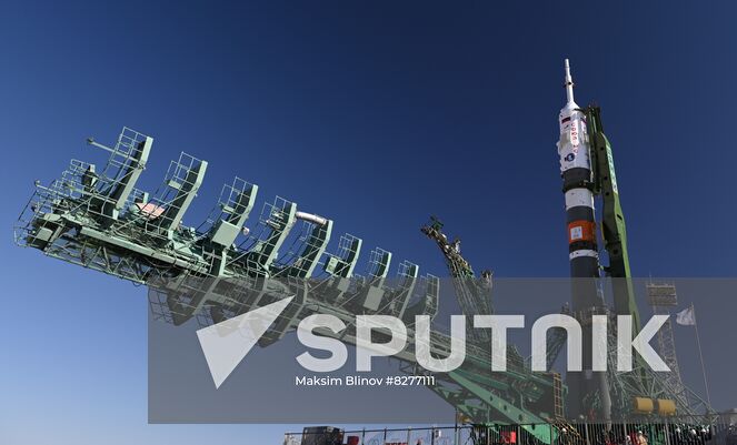 The Soyuz-2.1a rocket booster with the Soyuz MS-22 K. Tsiolkovsky spacecraft is erected to a launch pad ahead of its upcoming launch scheduled for September 21, at the Baikonur Cosmodrome, Kazakhstan. Location: Kazakhstan, Baikonur. Author: Maksim Blinov/Sputnik. Kazakhstan Russia Space