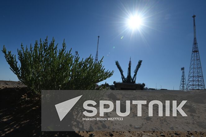 The Soyuz-2.1a rocket booster with the Soyuz MS-22 K. Tsiolkovsky spacecraft is erected to a launch pad ahead of its upcoming launch scheduled for September 21, at the Baikonur Cosmodrome, Kazakhstan. Location: Kazakhstan, Baikonur. Author: Maksim Blinov/Sputnik. Kazakhstan Russia Space
