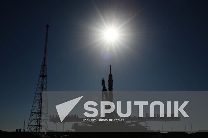 The Soyuz-2.1a rocket booster with the Soyuz MS-22 K. Tsiolkovsky spacecraft is erected to a launch pad ahead of its upcoming launch scheduled for September 21, at the Baikonur Cosmodrome, Kazakhstan. Location: Kazakhstan, Baikonur. Author: Maksim Blinov/Sputnik. Kazakhstan Russia Space