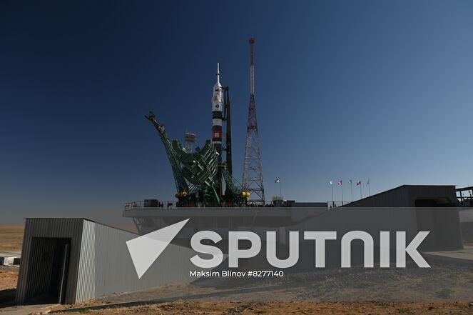 The Soyuz-2.1a rocket booster with the Soyuz MS-22 K. Tsiolkovsky spacecraft is erected to a launch pad ahead of its upcoming launch scheduled for September 21, at the Baikonur Cosmodrome, Kazakhstan. Location: Kazakhstan, Baikonur. Author: Maksim Blinov/Sputnik. Kazakhstan Russia Space