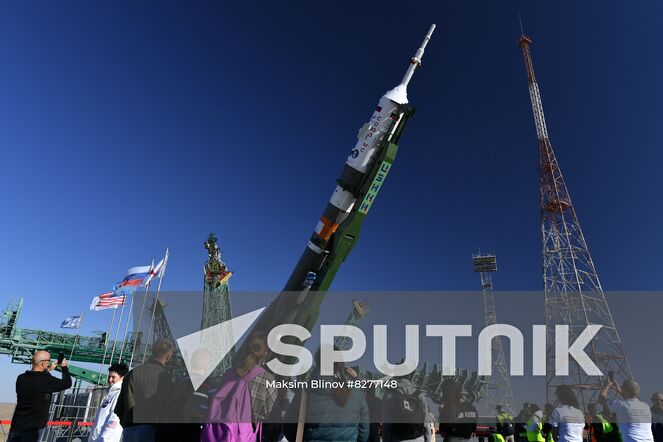 The Soyuz-2.1a rocket booster with the Soyuz MS-22 K. Tsiolkovsky spacecraft is erected to a launch pad ahead of its upcoming launch scheduled for September 21, at the Baikonur Cosmodrome, Kazakhstan. Location: Kazakhstan, Baikonur. Author: Maksim Blinov/Sputnik. Kazakhstan Russia Space