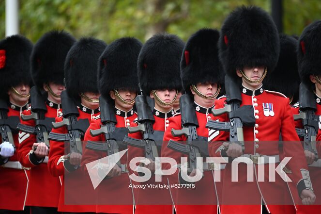 Guards march on the day of the state funeral and burial of Britain's Queen Elizabeth II, in London, Britain. Location: United Kingdom, London. Author: Alexey Vitvitsky/Sputnik. Britain Queen Elizabeth II Death