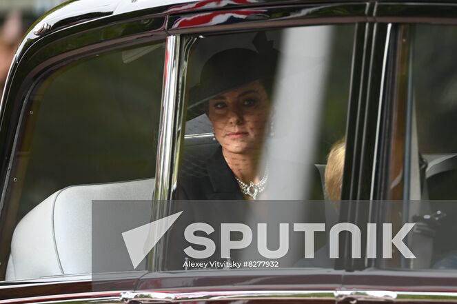 Princess of Wales Catherine sits in a car on the day of the state funeral and burial of Britain's Queen Elizabeth II, in London, Britain. Location: United Kingdom, London. Author: Alexey Vitvitsky/Sputnik. Britain Queen Elizabeth II Death
