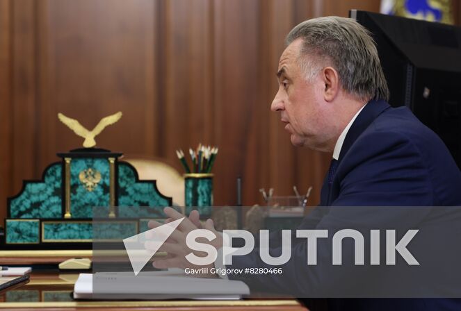 DOM.RF Foundation CEO Vitaly Mutko attends a meeting with Russian President Vladimir Putin at the Kremlin in Moscow, Russia. Location: Russia, Moscow. Author: Gavriil Grigorov/Sputnik. Russia Putin