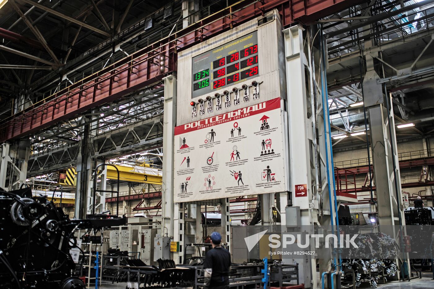 Farming machinery manufacturing schedules at Rostselmash Co.