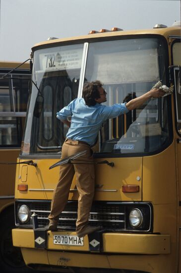 Bus travels around Moscow